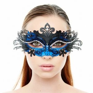 Black & Blue Laser Cut Premium Masquerade Mask
